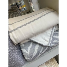 Apricitas HOME Timeless Prime Set Londa Gri Çift Kişilik Battaniyeli Ve Yatak Örtülü %100 Pamuk Nevresim Takım