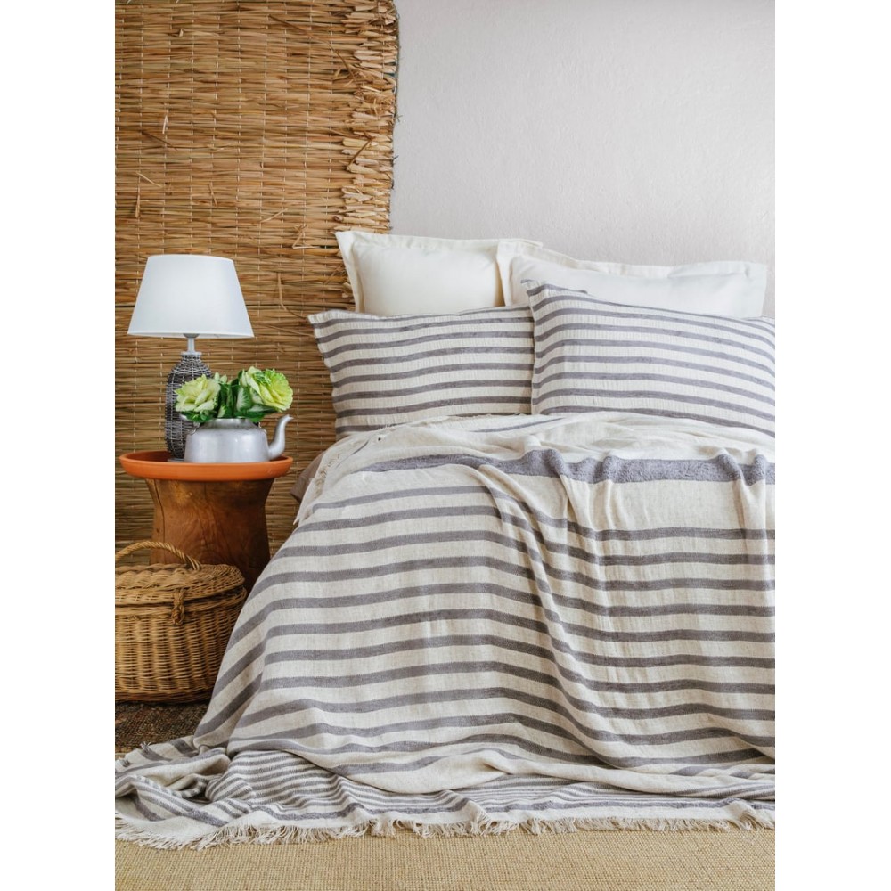Apricitas HOME Brulee Denim 100% Pamuk Çift Kişilik Yatak Örtüsü Takımı